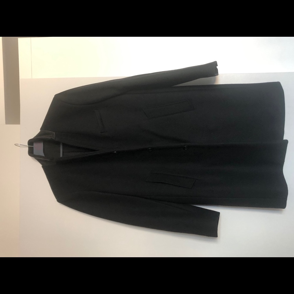 Sandro men’s coat- black with leather finishes